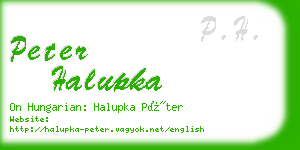 peter halupka business card